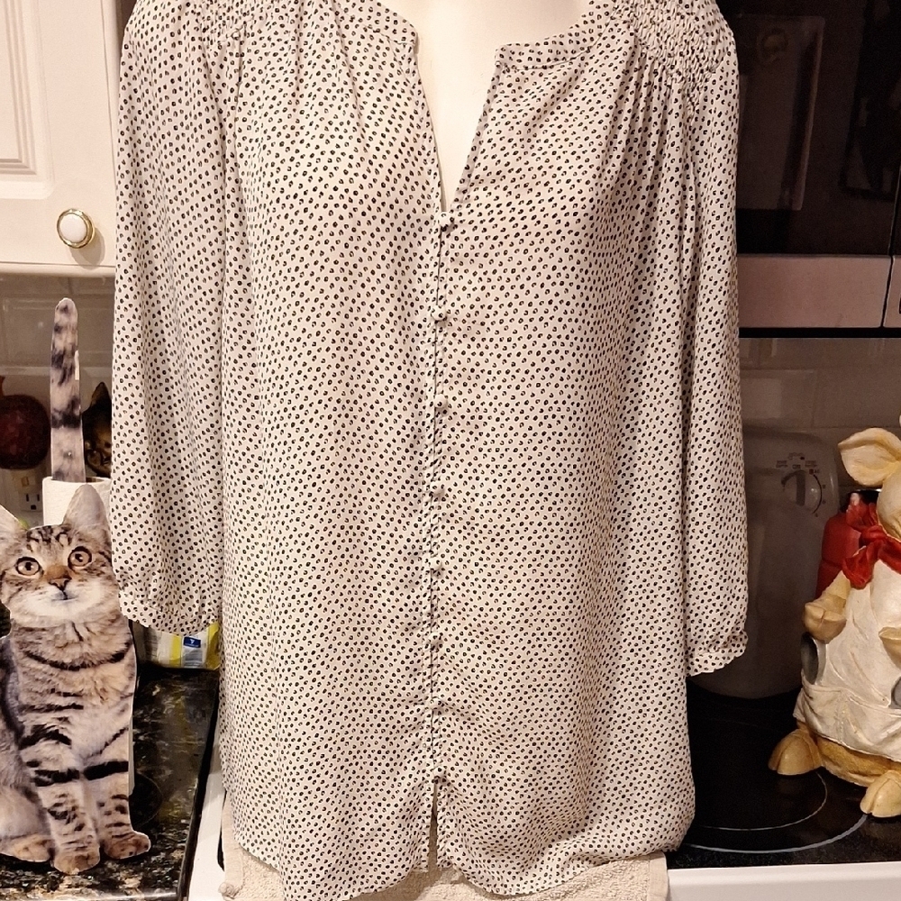 c Womens Rose & Olive 3/4 Sleeve Pullover Plus Size Top 2X